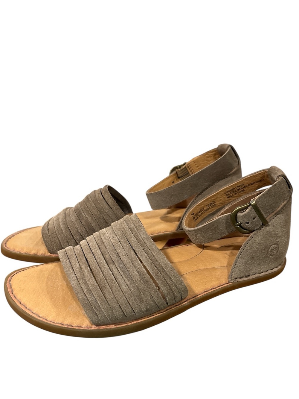 Born Margot Suede Leather Ankle Strap taupe Sandals Women’s Sz 7
